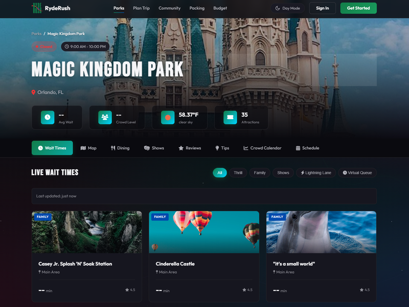 Individual Theme Park Page