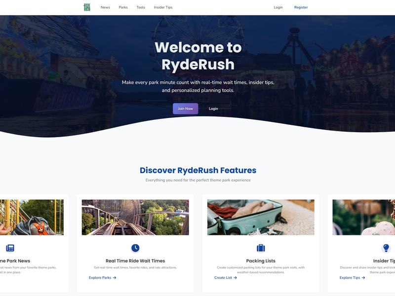 RydeRush - Theme Park Vacation Planner